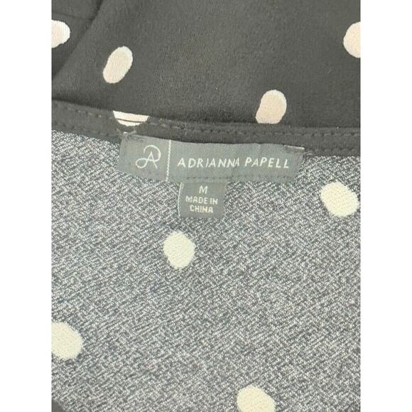 Adrianna Papell Black White Polka Dot Plus Size Medium Top Short Sleeve V Neck - Picture 5 of 6